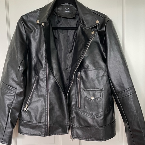 Women’s Moto Faux Leather Jacket - Picture 1 of 6